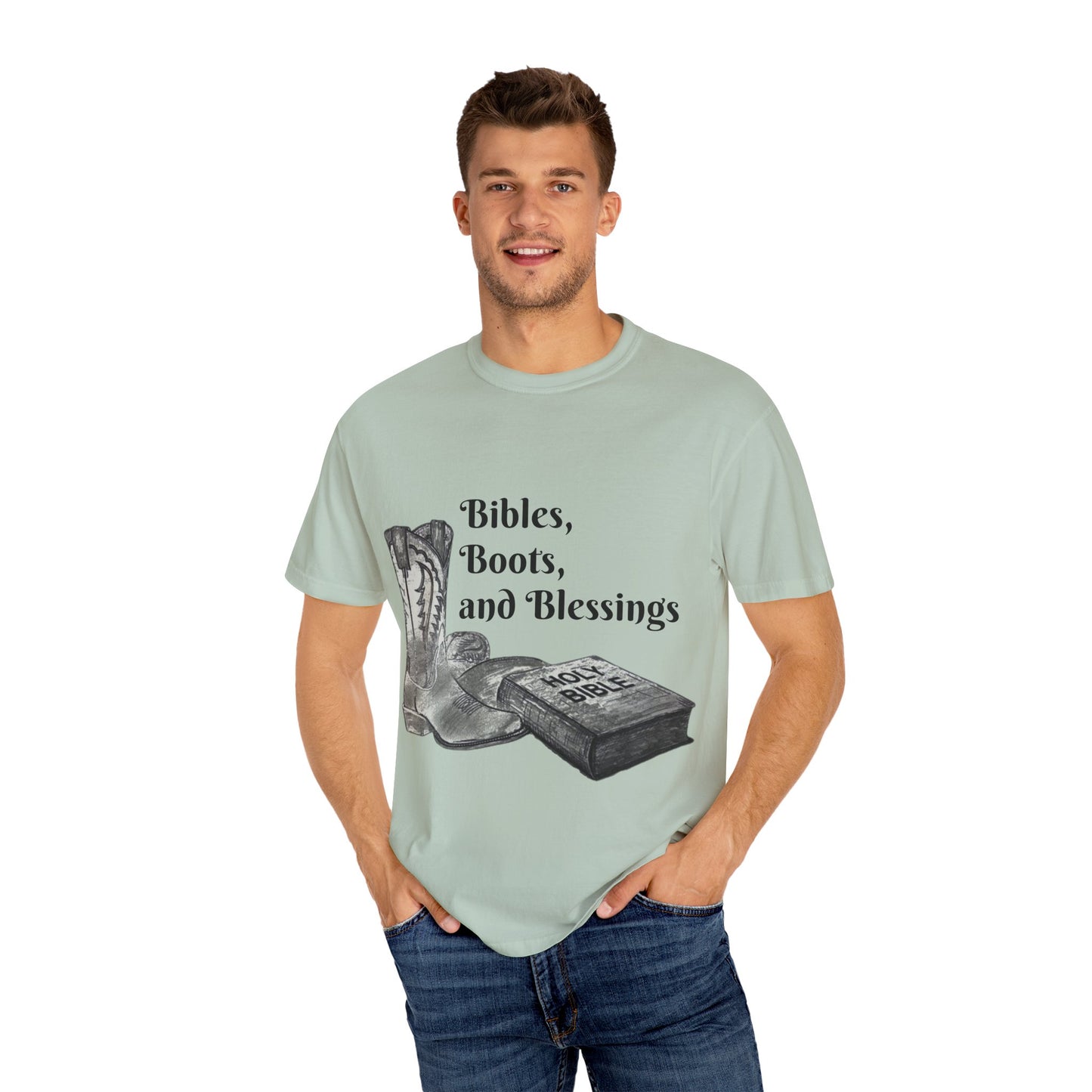 Bibles, Boots, and Blessings Graphic T-Shirt for Faith Lovers