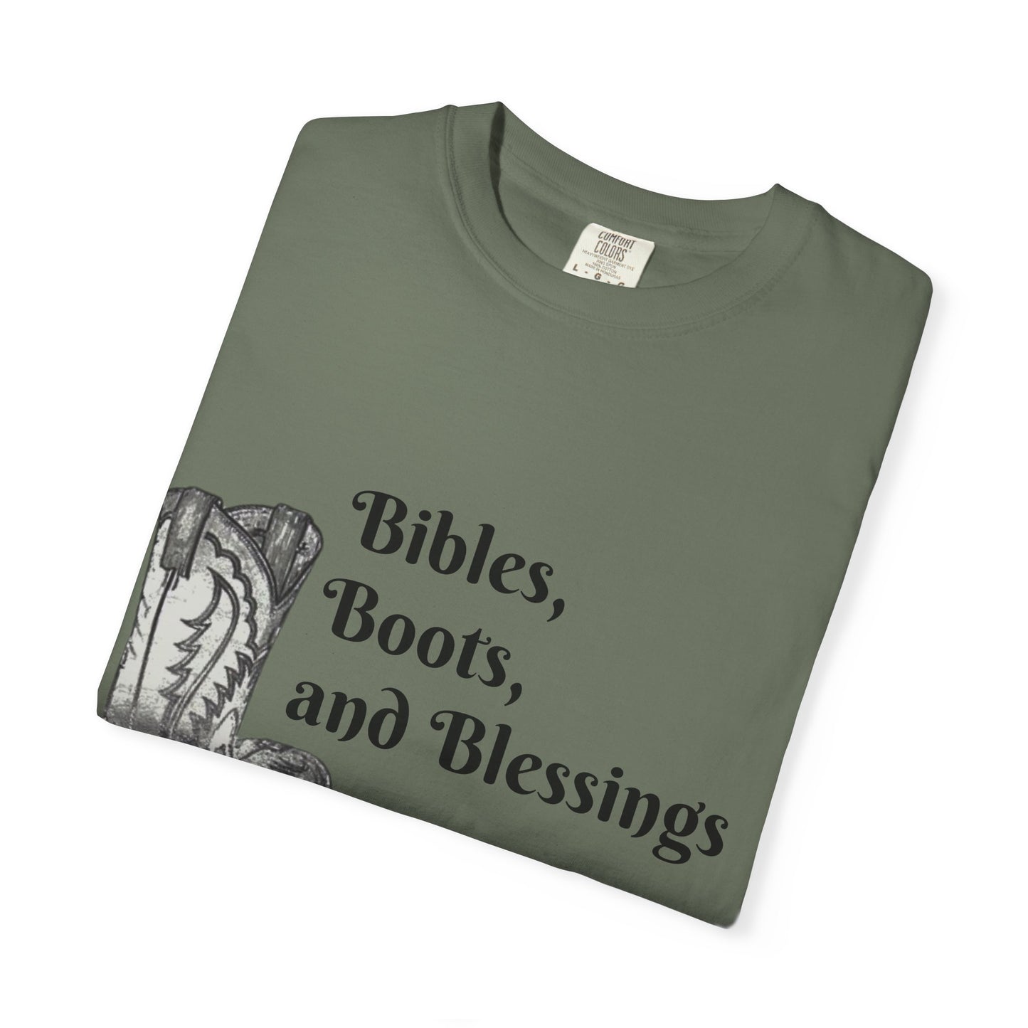 Bibles, Boots, and Blessings Graphic T-Shirt for Faith Lovers