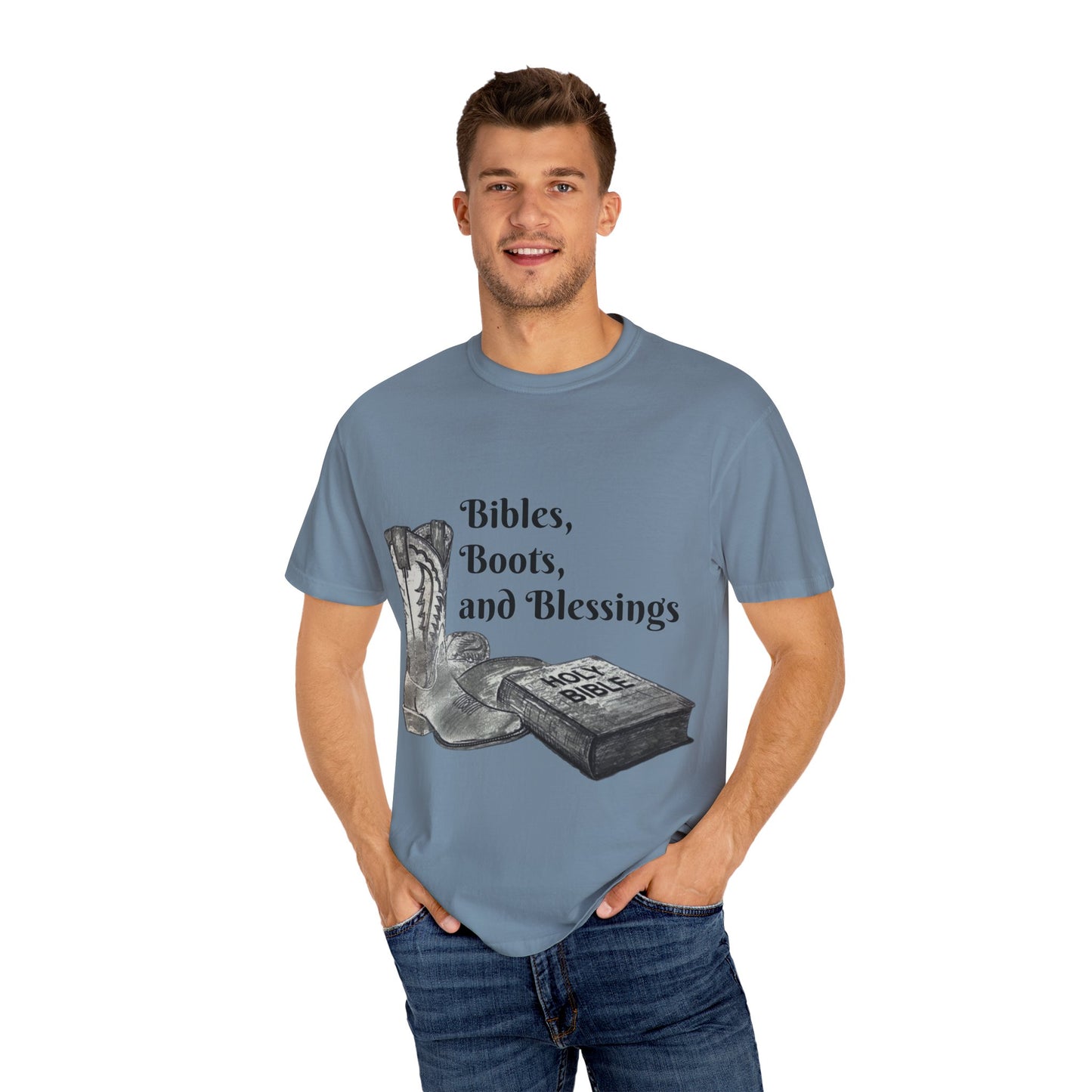Bibles, Boots, and Blessings Graphic T-Shirt for Faith Lovers