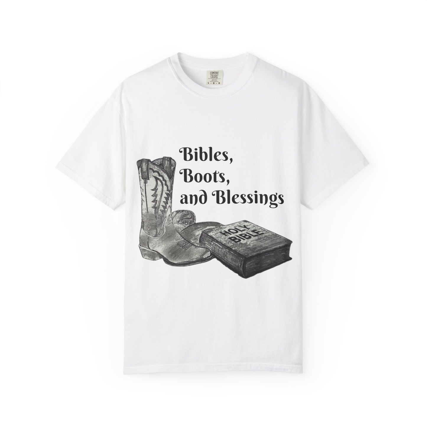 Bibles, Boots, and Blessings Graphic T-Shirt for Faith Lovers