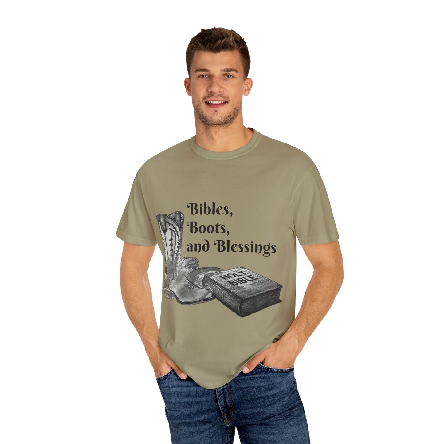 Bibles, Boots, and Blessings Graphic T-Shirt for Faith Lovers