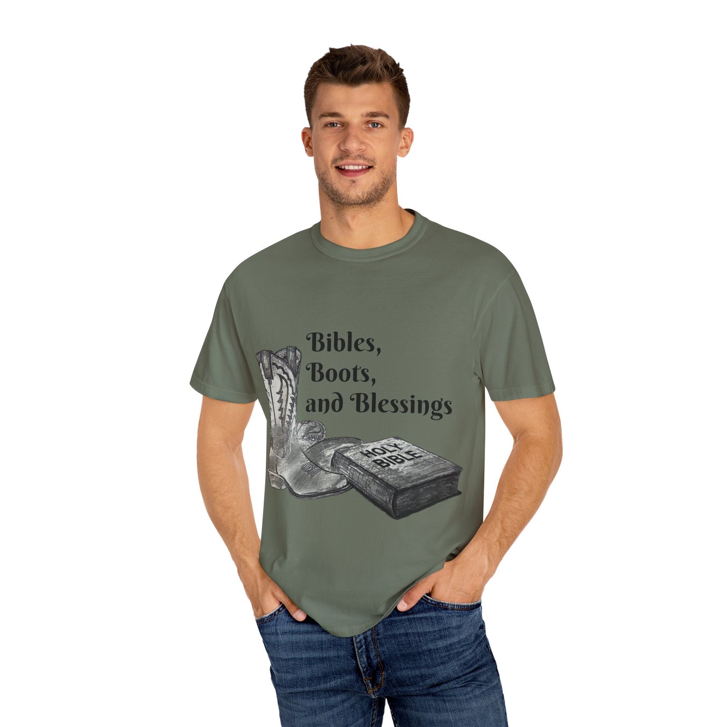 Bibles, Boots, and Blessings Graphic T-Shirt for Faith Lovers