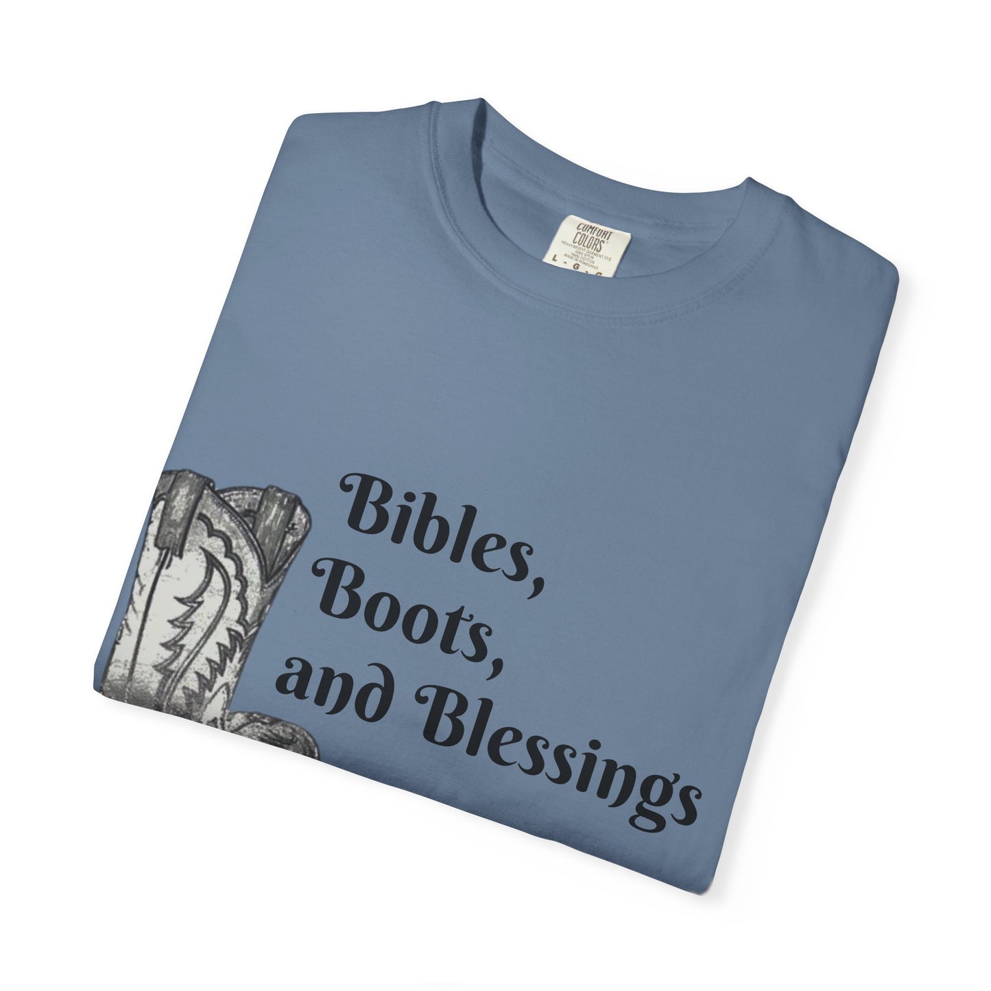 Bibles, Boots, and Blessings Graphic T-Shirt for Faith Lovers