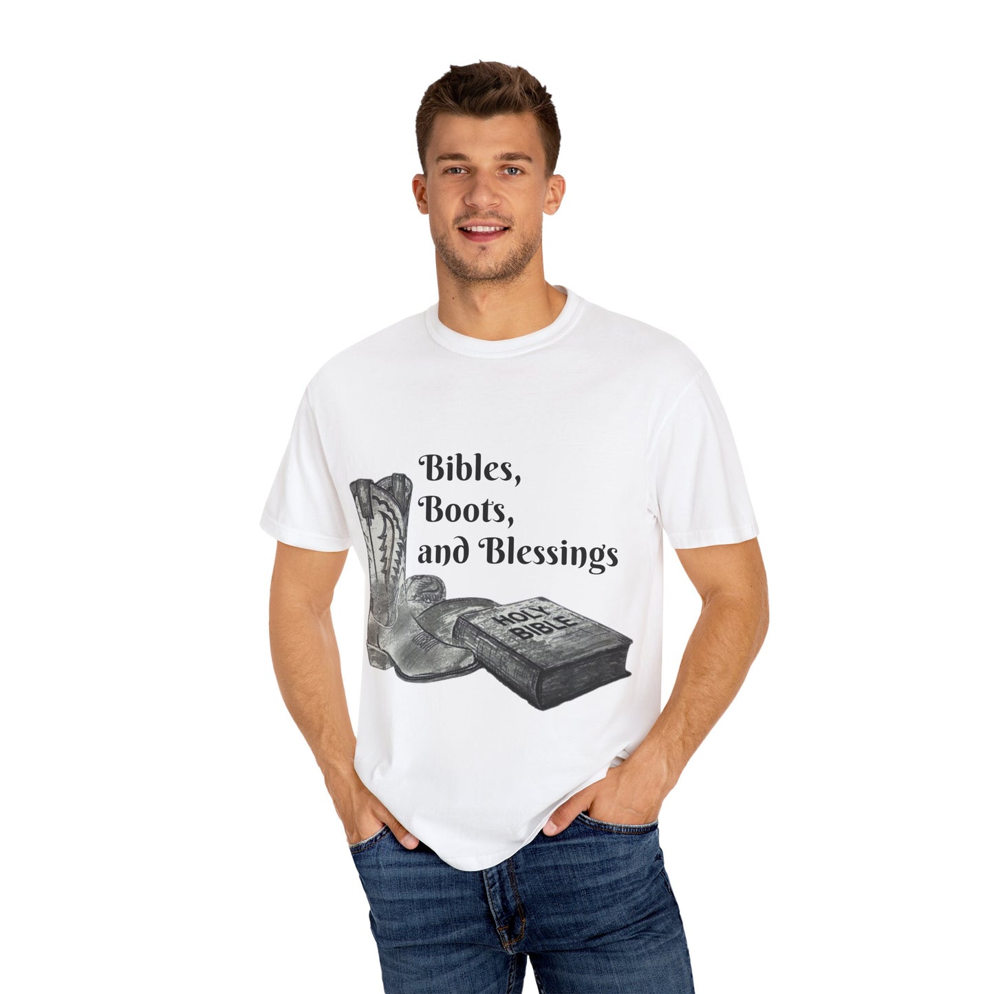 Bibles, Boots, and Blessings Graphic T-Shirt for Faith Lovers