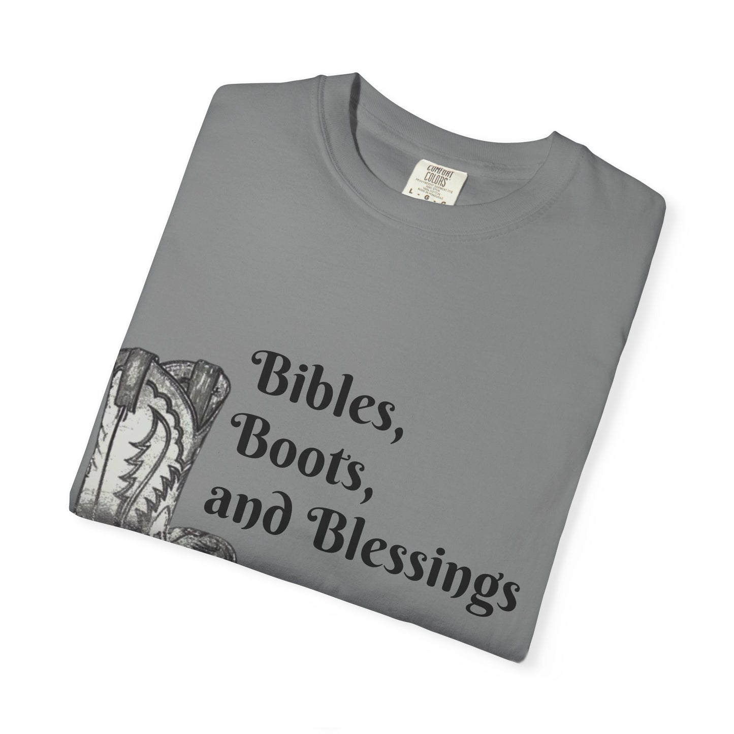 Bibles, Boots, and Blessings Graphic T-Shirt for Faith Lovers
