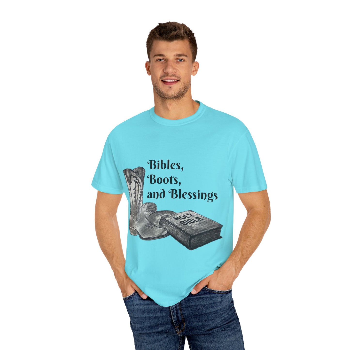Bibles, Boots, and Blessings Graphic T-Shirt for Faith Lovers