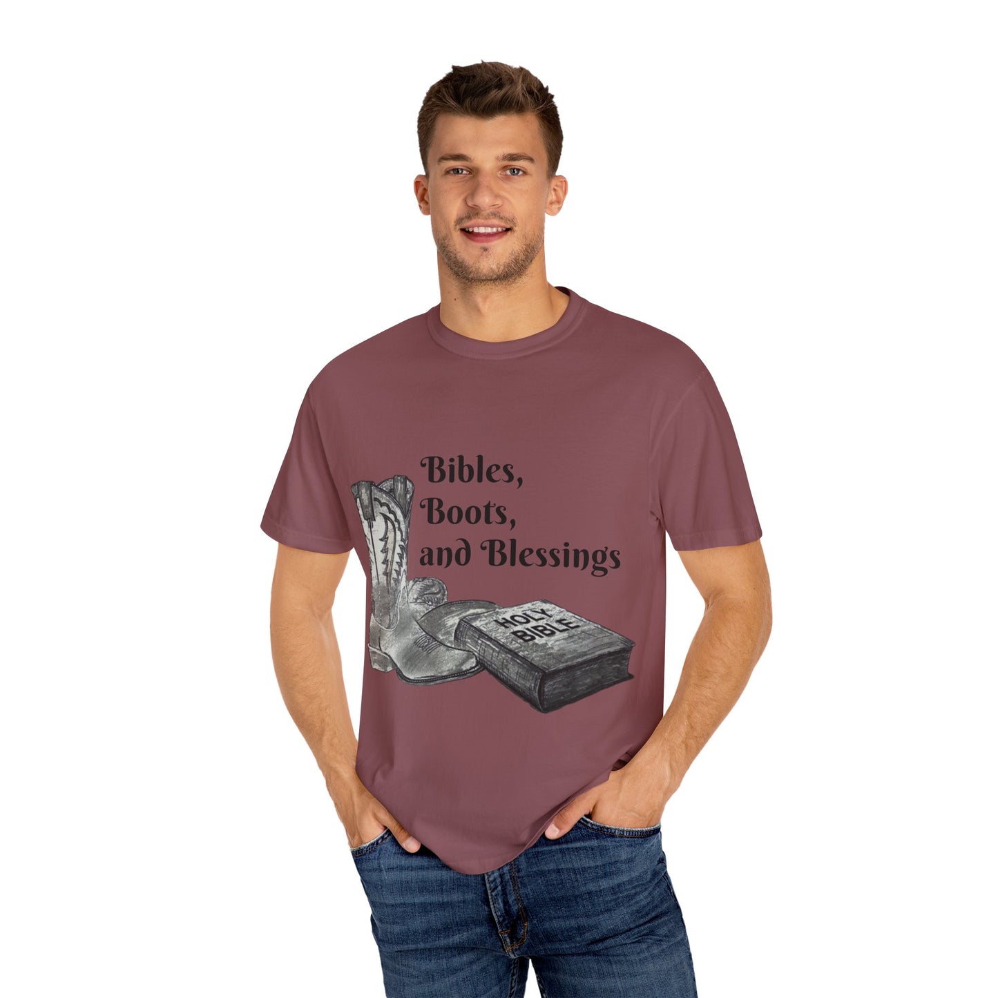 Bibles, Boots, and Blessings Graphic T-Shirt for Faith Lovers