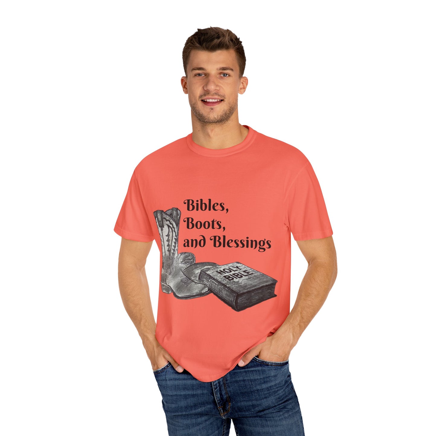 Bibles, Boots, and Blessings Graphic T-Shirt for Faith Lovers
