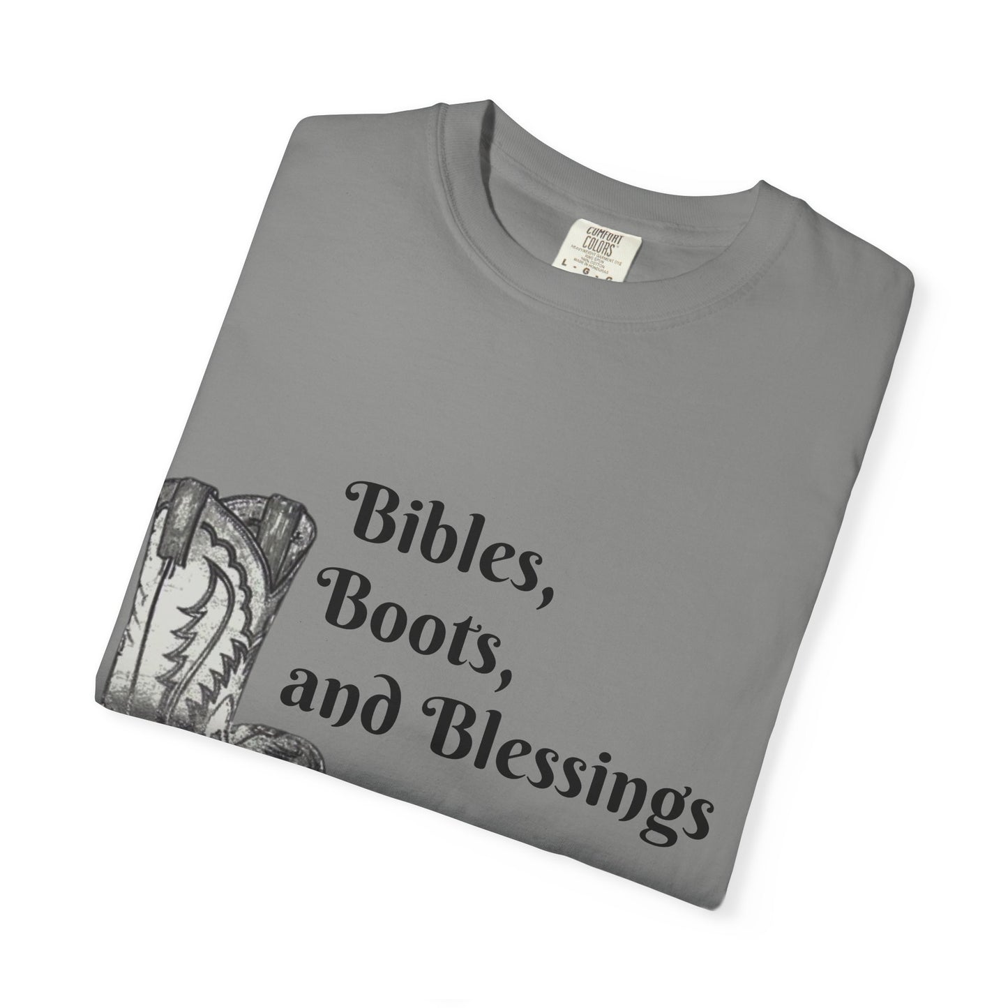 Bibles, Boots, and Blessings Graphic T-Shirt for Faith Lovers