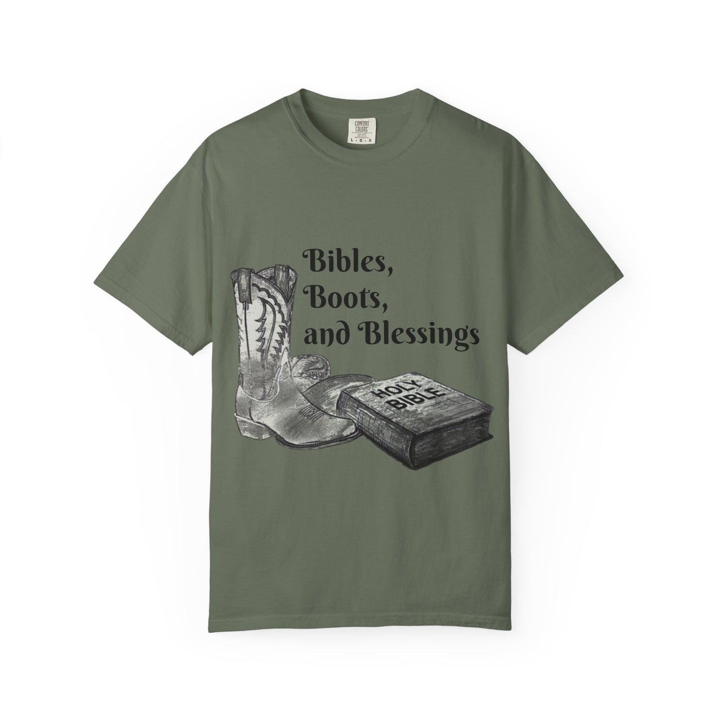 Bibles, Boots, and Blessings Graphic T-Shirt for Faith Lovers