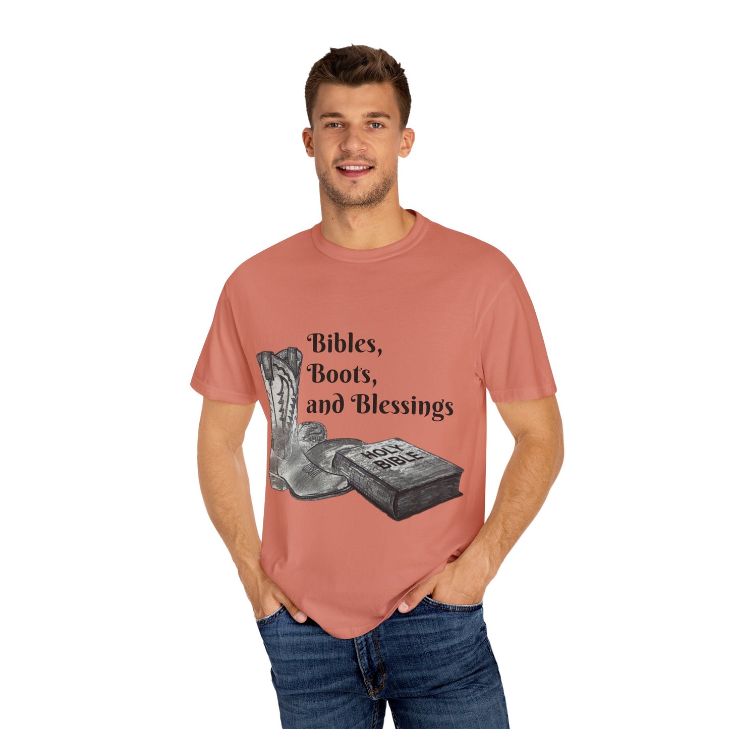 Bibles, Boots, and Blessings Graphic T-Shirt for Faith Lovers