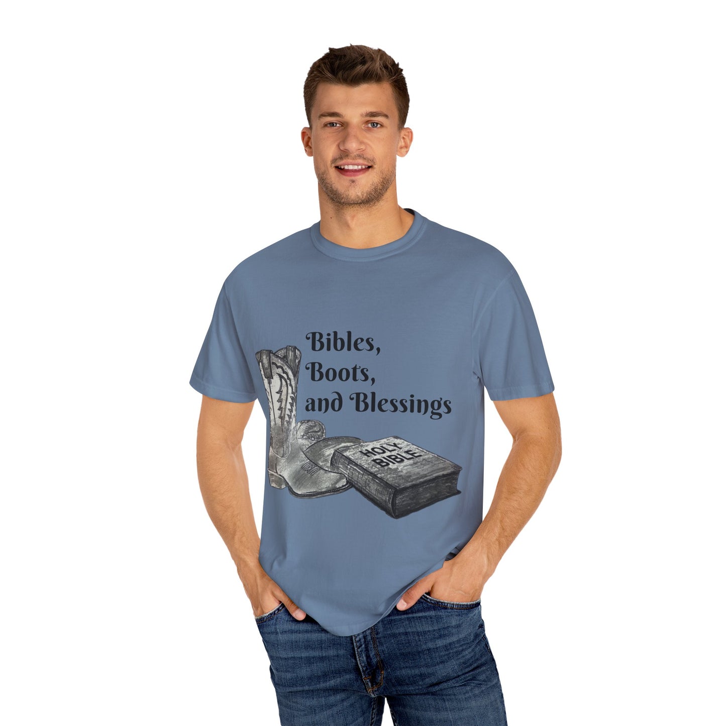 Bibles, Boots, and Blessings Graphic T-Shirt for Faith Lovers