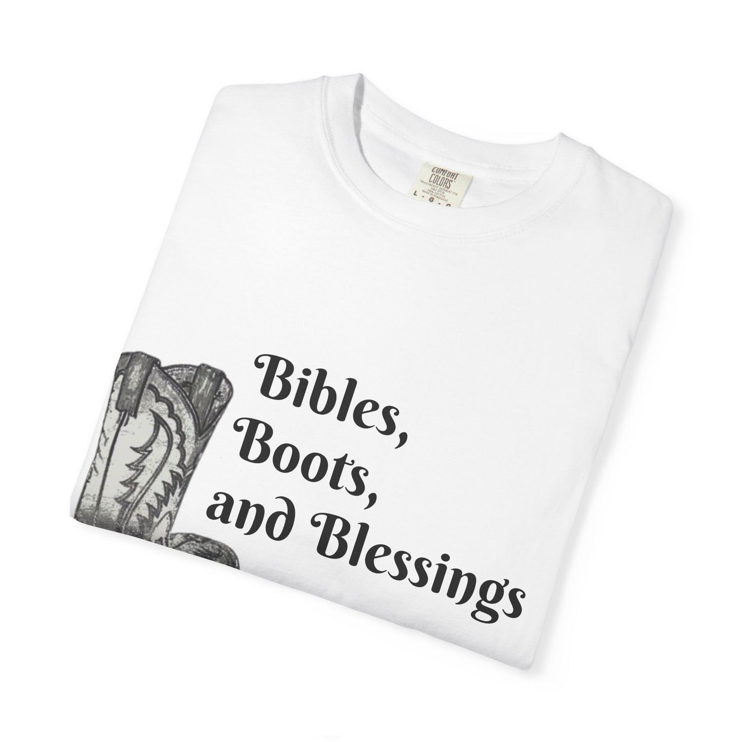 Bibles, Boots, and Blessings Graphic T-Shirt for Faith Lovers