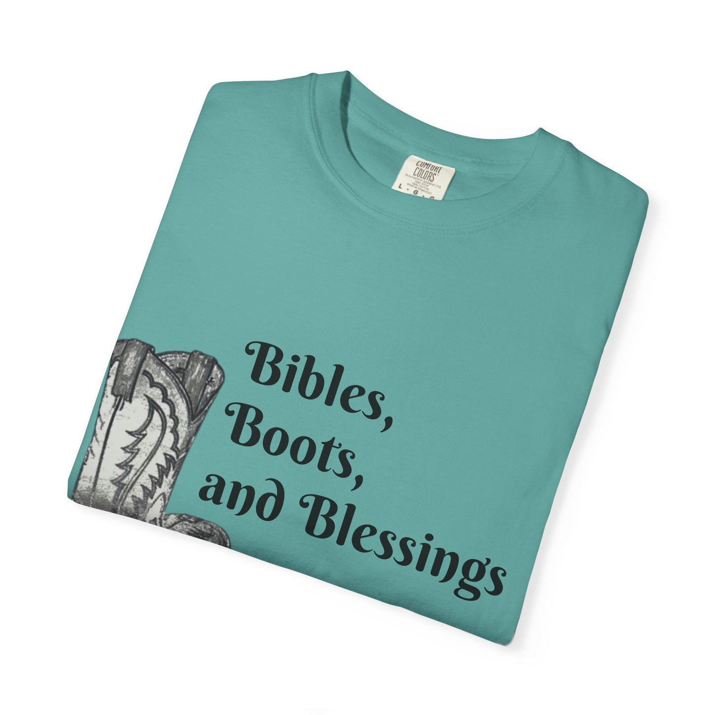 Bibles, Boots, and Blessings Graphic T-Shirt for Faith Lovers