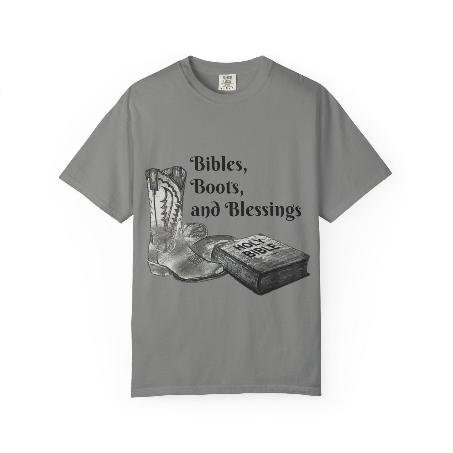 Bibles, Boots, and Blessings Graphic T-Shirt for Faith Lovers