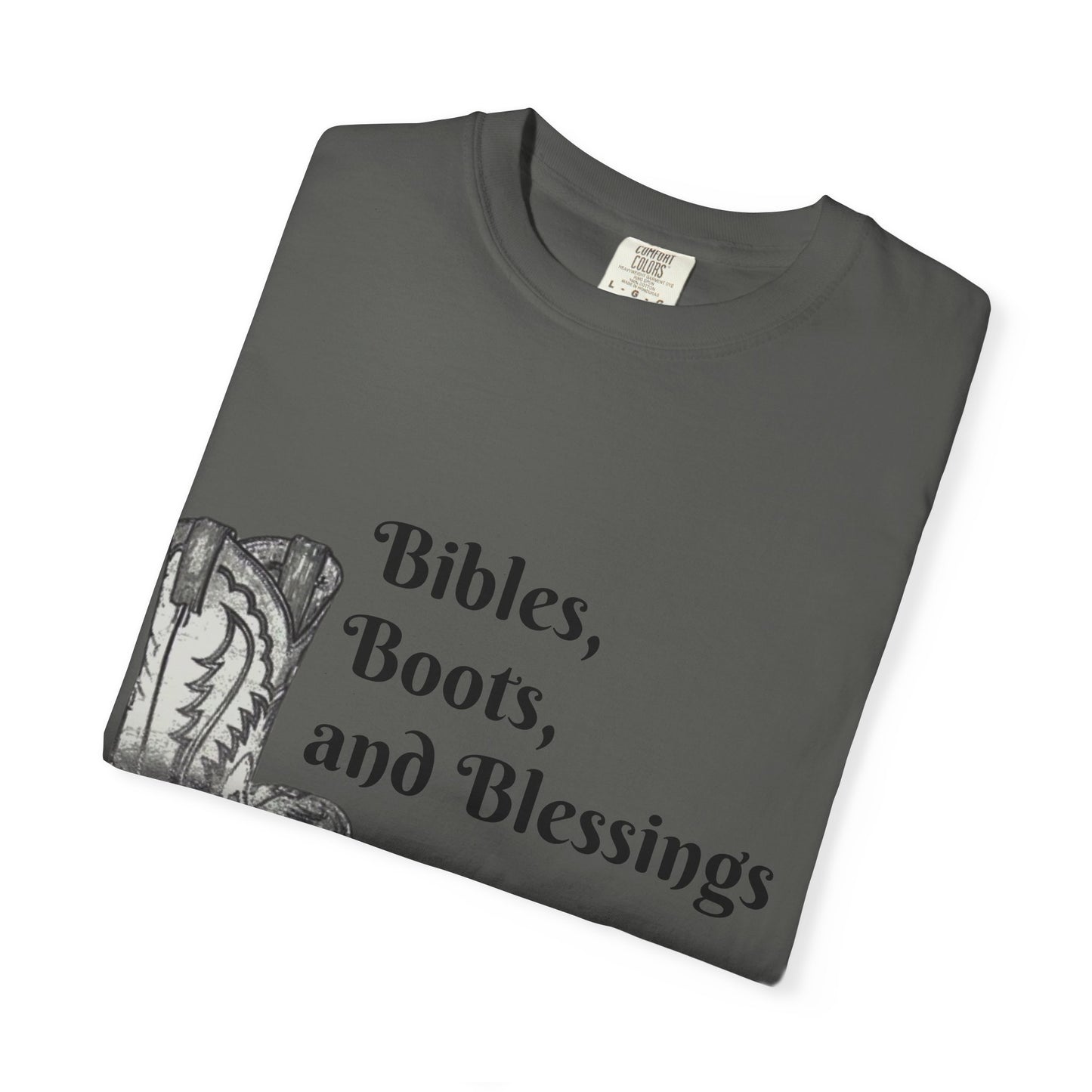 Bibles, Boots, and Blessings Graphic T-Shirt for Faith Lovers